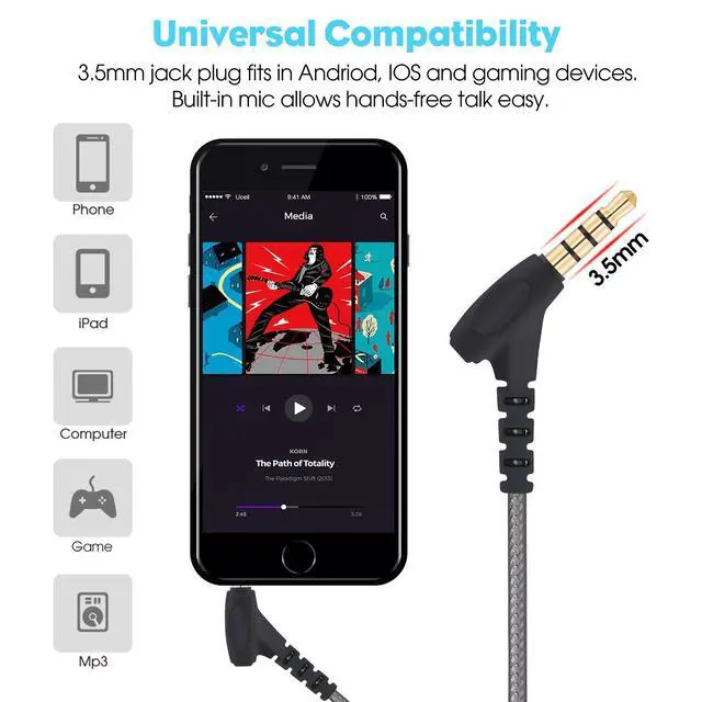 Alt view image 2 of 5 - Wired Earbuds with Microphone Super Bass Sound, Noise Isolation, Lightweight Cable Headphones for Running, Office, Travel, Gaming, Durable and Tangle-Free Ear Buds Earphones with 3.5mm Jack