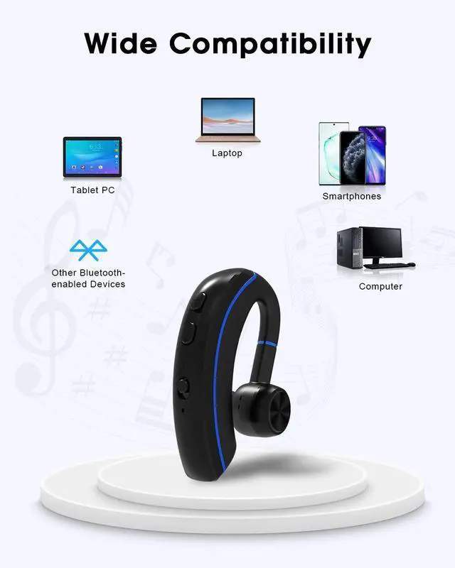 Alt view image 6 of 7 - _Mega Brand Bluetooth Headset,Bluetooth Earpiece V5.0,320Hrs Ultralight Headphones with Rotatable Mic,Hands-Free Earphones,Noise Cancelling,in-Ear Earbuds for iPhone Android Cell Phone/Laptop/Trucker