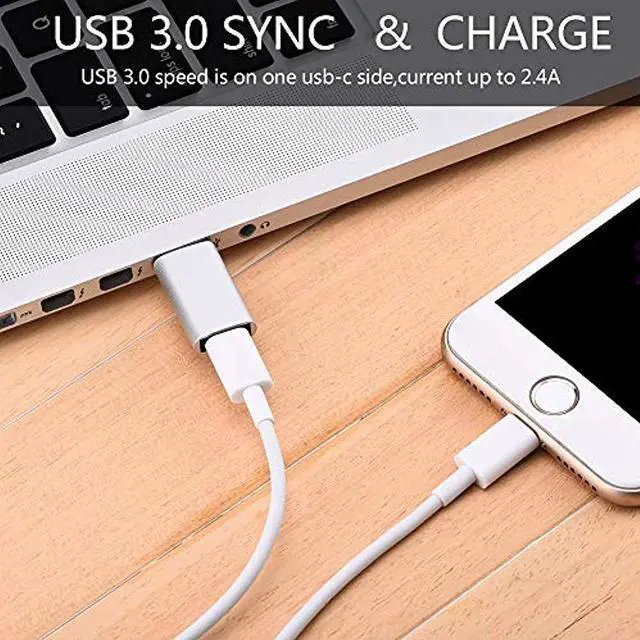Alt view image 3 of 6 - USB C to USB Adapter (2-Pack),USB Type C Female to USB 3.0 Male Adapter,Female USB-C to USB-A Male Adapter,Works with USB-C Charge Cable,Laptops and Wall Chargers with USB A Interface(Silver)