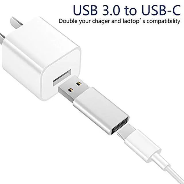 Alt view image 2 of 6 - USB C to USB Adapter (2-Pack),USB Type C Female to USB 3.0 Male Adapter,Female USB-C to USB-A Male Adapter,Works with USB-C Charge Cable,Laptops and Wall Chargers with USB A Interface(Silver)