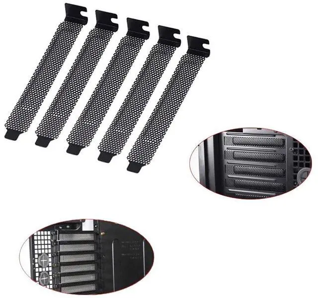 Alt view image 6 of 7 - 12mm PVC Computer PC Cooler Fan Filter Black Dustproof Case Cover Computer Mesh Pack of 5 + Black Hard Steel Dust Filter Blanking Plate PCI Slot Cover 5 Pcs with Screws.