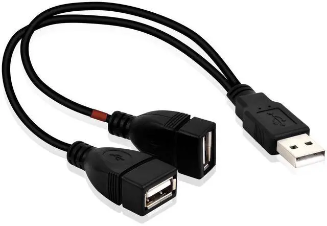 Main image of USB 2.0 A Male to 2 Dual USB Female Jack Y Splitter Hub Power Cord Extension Adapter Cable