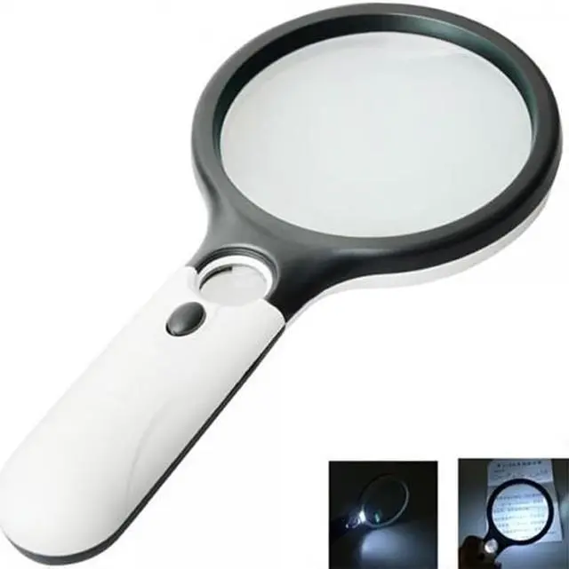Alt view image 3 of 6 - 3 Led Lights 45X Handheld Reading Magnifier Lens Magnifier Jewelry Loupe Magnifying Glass for Reading Jewelry