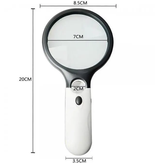 Alt view image 6 of 6 - 3 Led Lights 45X Handheld Reading Magnifier Lens Magnifier Jewelry Loupe Magnifying Glass for Reading Jewelry
