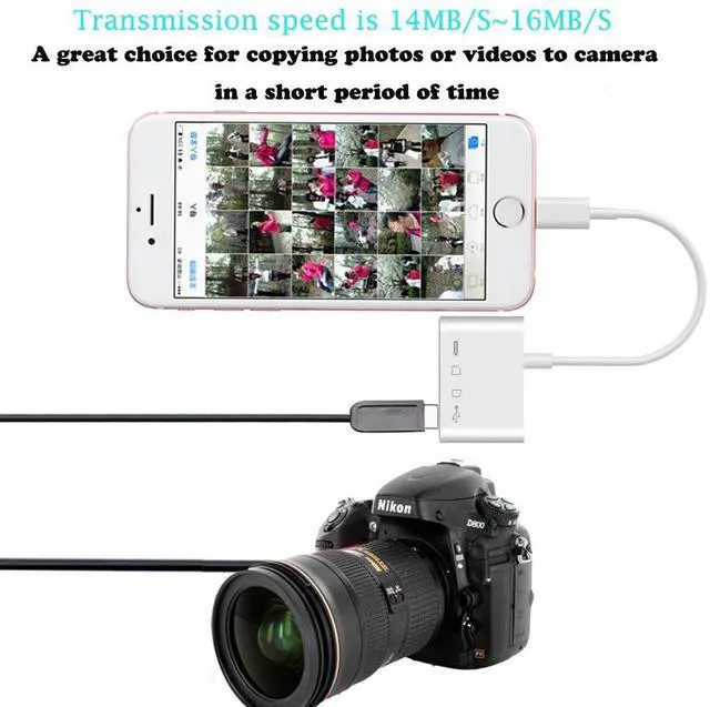 Alt view image 5 of 7 - 4 in 1 SD TF Card Reader Compatible iPhone iPad iPod,USB OTG Camera Connection Kit SD T-Flash Card Reader Work with Hubs Keyboards Audio/MIDI Interfaces Ethernet Adapter (White)