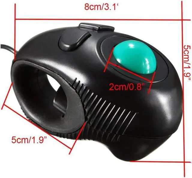 Alt view image 7 of 7 - Ergonomic Handheld Trackball Mouse Wired Mini USB Portable Finger Travel Computer Right Left Handed Mice for PC Laptop Mac Window OS Linux Unix