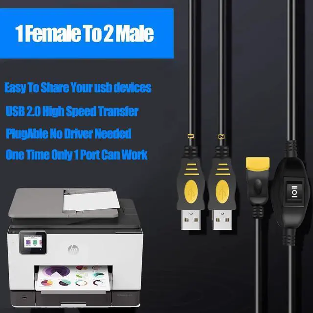 Alt view image 4 of 7 - USB Splitters-USB 2.0 1 Female to 2 Male Y Splitter 2 Port Hub Adapter Cable