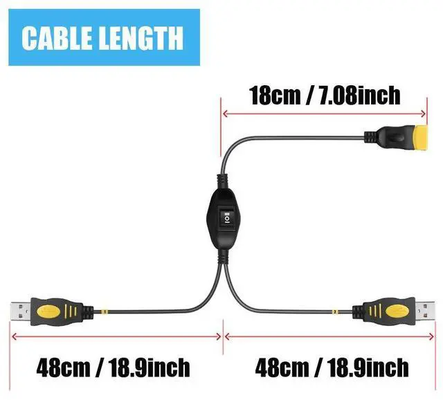 Alt view image 6 of 7 - USB Splitters-USB 2.0 1 Female to 2 Male Y Splitter 2 Port Hub Adapter Cable
