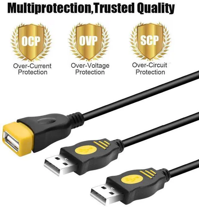 Alt view image 3 of 7 - USB Splitters-USB 2.0 1 Female to 2 Male Y Splitter 2 Port Hub Adapter Cable