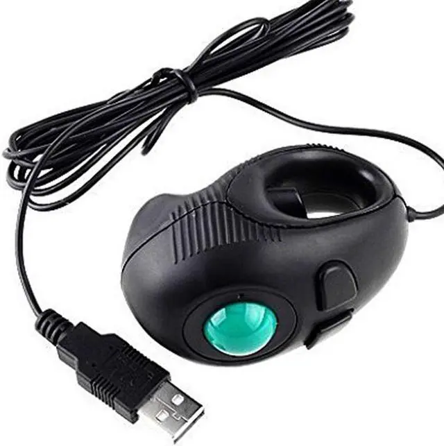 Alt view image 6 of 7 - Ergonomic Handheld Trackball Mouse Wired Mini USB Portable Finger Travel Computer Right Left Handed Mice for PC Laptop Mac Window OS Linux Unix