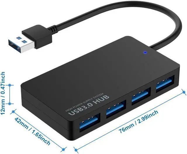 Alt view image 2 of 5 - 4-Port USB 3.0 Data Hub Compatible with MacBook Mac Pro/Mini iMac Surface Pro XPS Notebook PC USB Flash Drives Mobile HDD