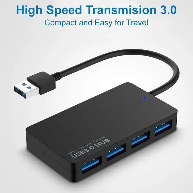 Alt view image 4 of 5 - 4-Port USB 3.0 Data Hub Compatible with MacBook Mac Pro/Mini iMac Surface Pro XPS Notebook PC USB Flash Drives Mobile HDD