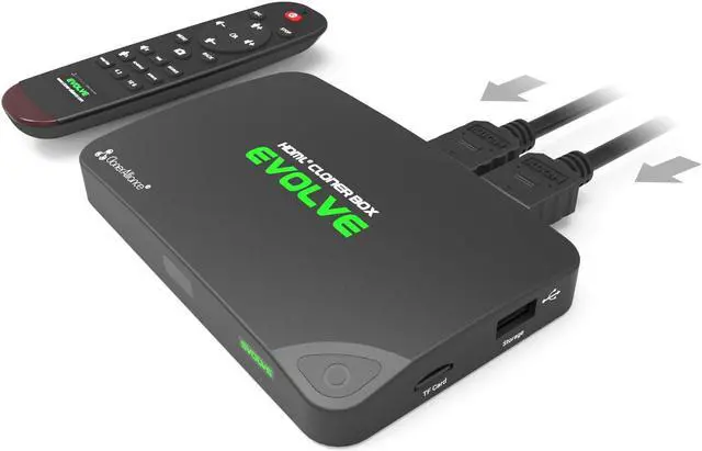 Alt view image 7 of 13 - HDML-Cloner Box Evolve, 2 HDMI inputs and 4K video input supported, Capture HDMI videos and games to USB flash drive/TF MicroSD card without PC, Schedule recording, remote control, CEC supported.