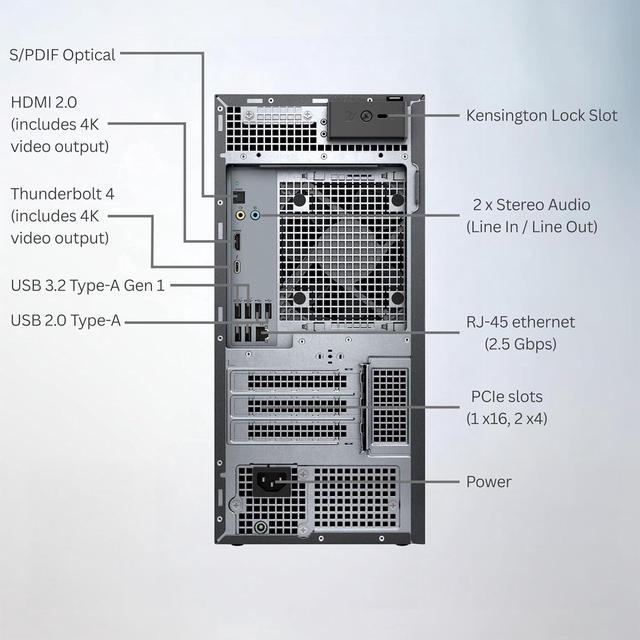Alt view image 6 of 7 - Dell Tower Plus EBT2250 Desktop PC - Intel Core Ultra 7 265K up to 5.5GHz, 128GB DDR5 RAM, 512GB NVMe SSD, Intel UHD Graphics 770, Wi-Fi 7, Bluetooth, Keyboard & Mouse, Windows 11 Pro