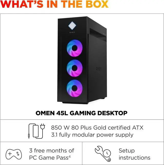 Alt view image 6 of 7 - HP OMEN 45L GT22 Gaming Desktop PC - Intel Core Ultra 9 285K up to 5.7 GHz Processor, 64GB DDR5 RAM, 1TB NVMe SSD, NVIDIA GeForce RTX 5060 Ti, Liquid Cooling, RGB Lighting, Windows 11 Pro