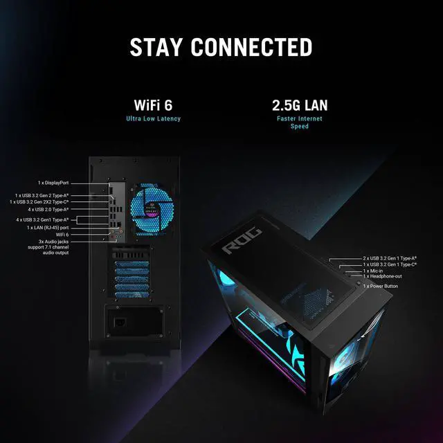 Alt view image 6 of 7 - ASUS ROG G700 Gaming Desktop PC - Intel Core Ultra 7 265KF Processor, 8TB NVMe SSD, 64GB RAM, NVIDIA GeForce RTX 5060Ti 16GB, Liquid Cooling, RGB Lighting, Backlight Keyboard & Mouse, Windows 11 Home