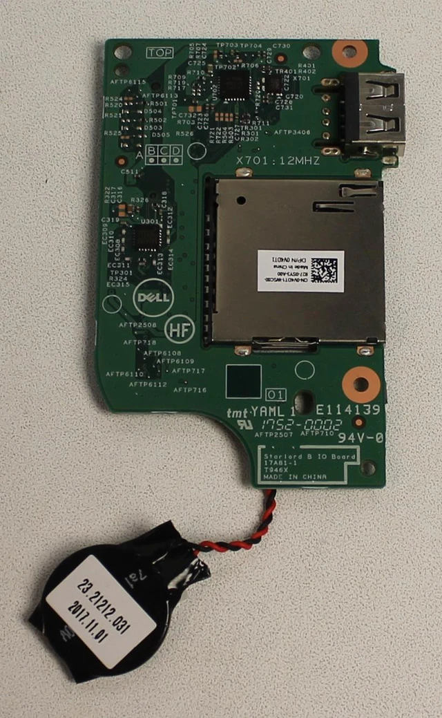 Alt view image 4 of 6 - Dell OEM Inspiron 7375 2-in-1 USB SD Card Reader IO Circuit Board V4DT1