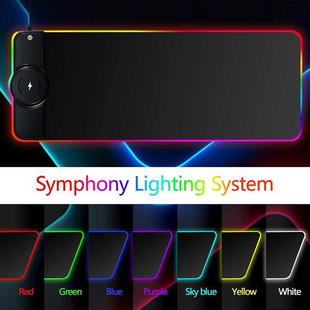 Wireless Charger Mouse Pad, 10W Extended RGB Mouse Pad Non-Slip Rubber Base 10  Lighting Modes, Ultra Thick Qi Fast Charging Gaming Mousepad for Samsung  Galaxy S10/S9/S8 Plus iPhone 11/12 Pro Mouse Pads