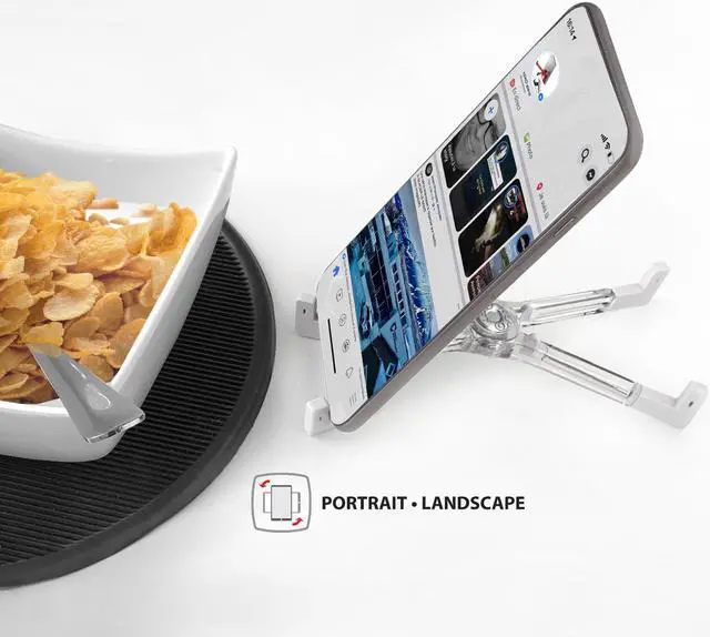 Alt view image 4 of 5 - KEKO Universal Cell Phone Stand - Folding Holder Compatible with All Smartphones Including iPhone and Android - Red