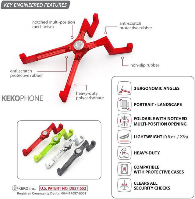 Alt view image 2 of 5 - KEKO Universal Cell Phone Stand - Folding Holder Compatible with All Smartphones Including iPhone and Android - Red