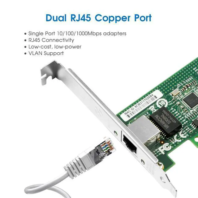 Alt view image 2 of 6 - Gigabit Network Card Single Ports RJ45 Copper Ethernet Adapter,with Intel I210 Chipset,PCI-Express v2.1x1 NIC Support Windows Server/Freebsd/VMware Compare to I210-T1