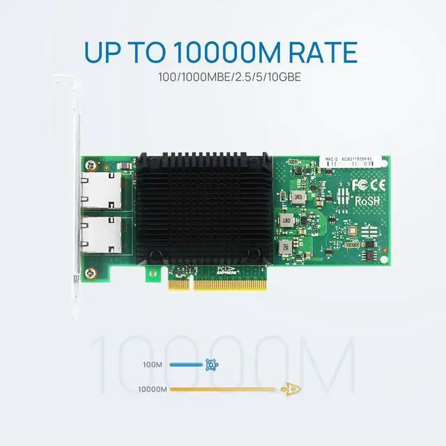 Alt view image 3 of 7 - PCIe x8 Dual-port 10G Copper Ethernet Network Adapter