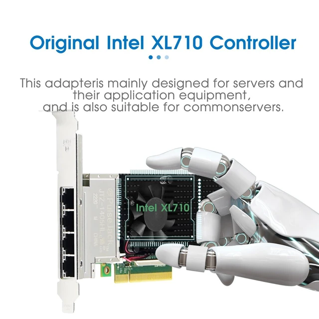 Alt view image 4 of 6 - PCIe x8 Quad-port copper 10G Ethernet Network Adapter (1ntel XL710)