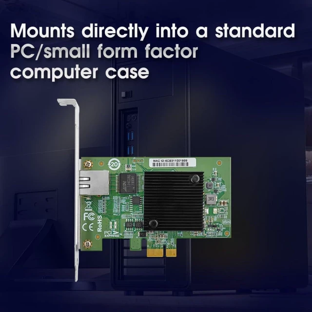 Alt view image 4 of 5 - PCIe x1 Single-port 10G Copper Ethernet Network Adapter
