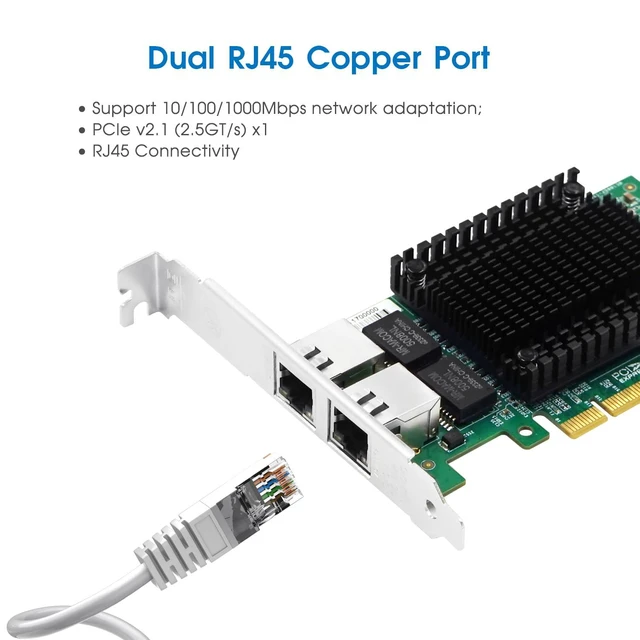 Alt view image 3 of 5 - PCIe x4 Dual-port 1G Ethernet Network Adapter