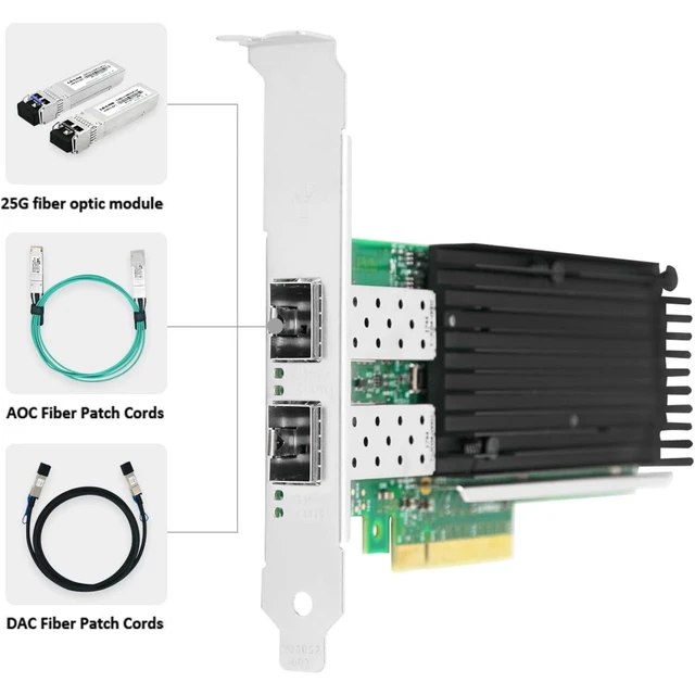 Alt view image 2 of 6 - PCIe x8 Dual-port 25G SFP28 Ethernet Server Adapter (1ntel XXV710)