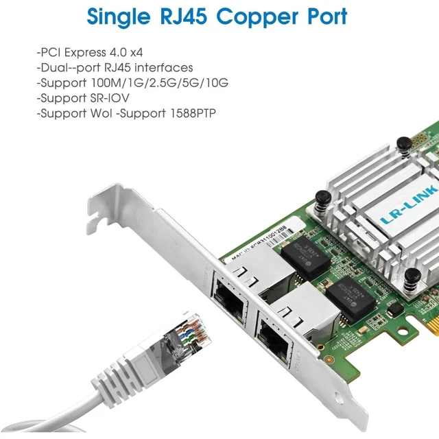 Alt view image 3 of 6 - PCIe x4 Dual-port 10G Copper Ethernet Network Adapter E610