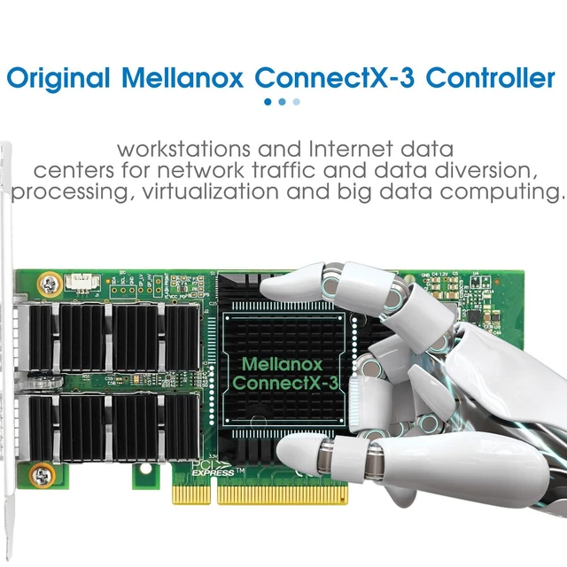 Alt view image 3 of 6 - PCIe x8 Dual-port 40G QSFP+ Ethernet Network Adapter (MellanoX ConnectX-3)