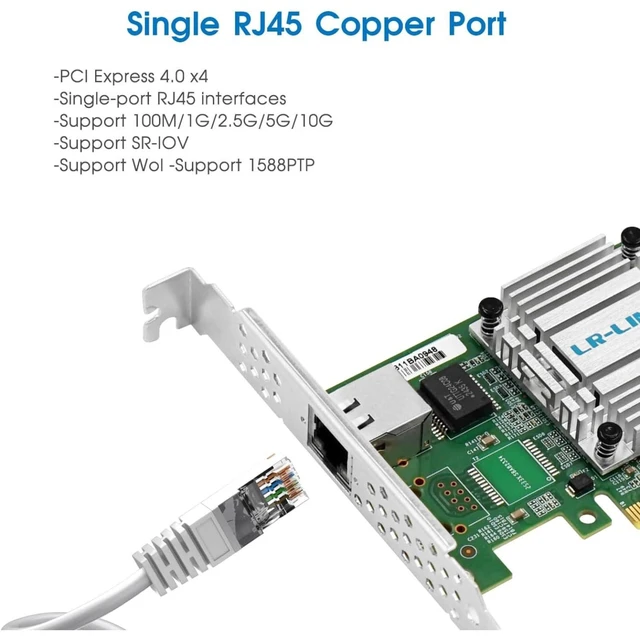 Alt view image 4 of 6 - PCIe x4 Single-port 10G Copper Ethernet Network Adapter E610