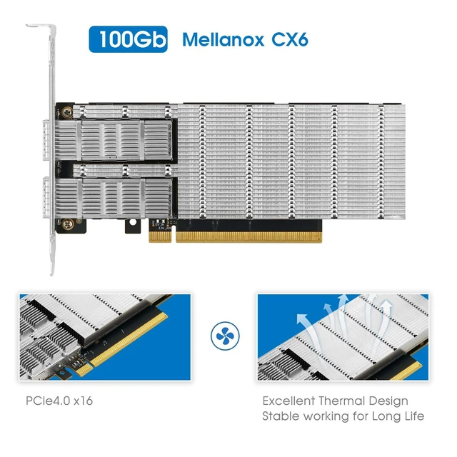 Alt view image 3 of 6 - PCIe x16 Dual-port 100G Ethernet Network Adapter