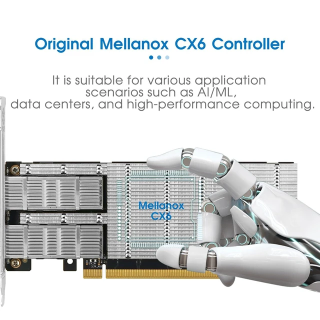 Alt view image 4 of 6 - PCIe x16 Dual-port 100G Ethernet Network Adapter