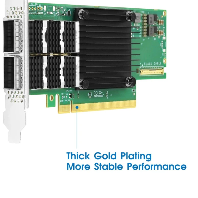 Alt view image 4 of 5 - PCle x16 Dual-port Fiber 200G QSFP56 Ethernet Network Adapter Compatible with Mellanox connectX-6 Ex Based