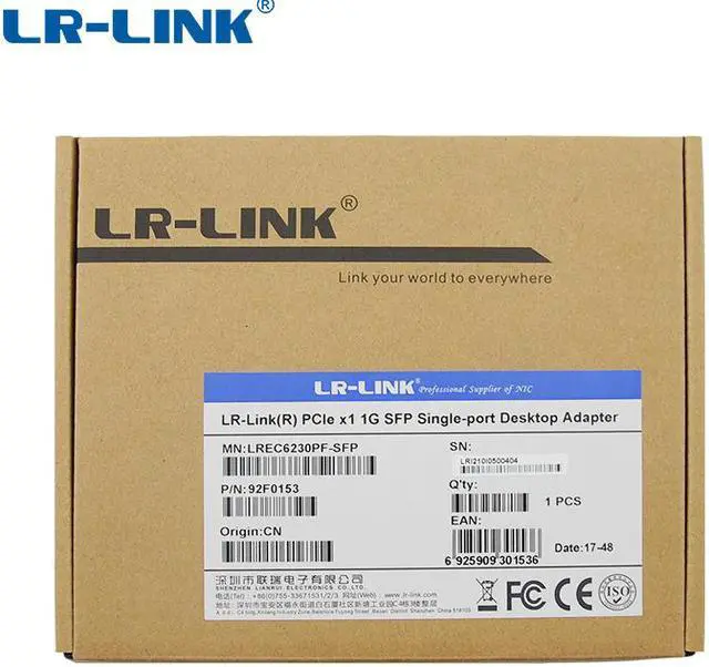 Alt view image 6 of 6 - LR-LINK PCI Express x1 Gigabit single port Fiber Ethernet Desktop Adapter on Intel I210 chipset