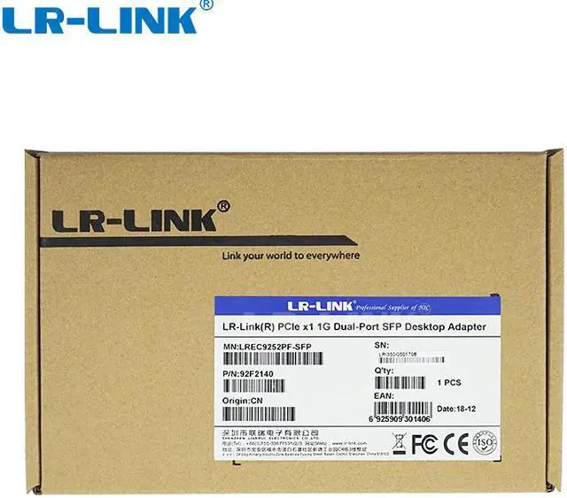 Alt view image 6 of 6 - LR-LINK LREC9252PF-2SFP PCIe x1 2-port Gigabit Fiber Desktop Network Adapter Card
