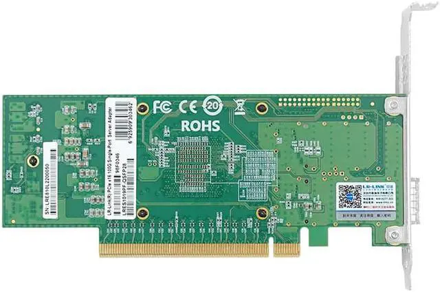 Alt view image 5 of 6 - LR-LINK 1019PF-2QSFP28 PCIe x16 Single-port 100G QSFP28 Ethernet Network Adapter Intel E810 Chip Based