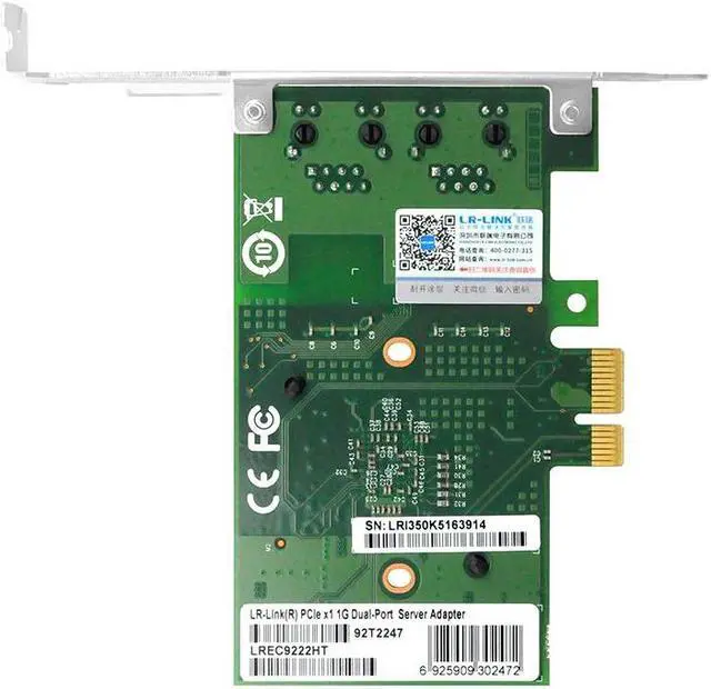 Alt view image 6 of 6 - LR-LINK 9222HT PCI Express x1 Dual Copper Port 10/100/1000Mbps Ethernet Network Card
