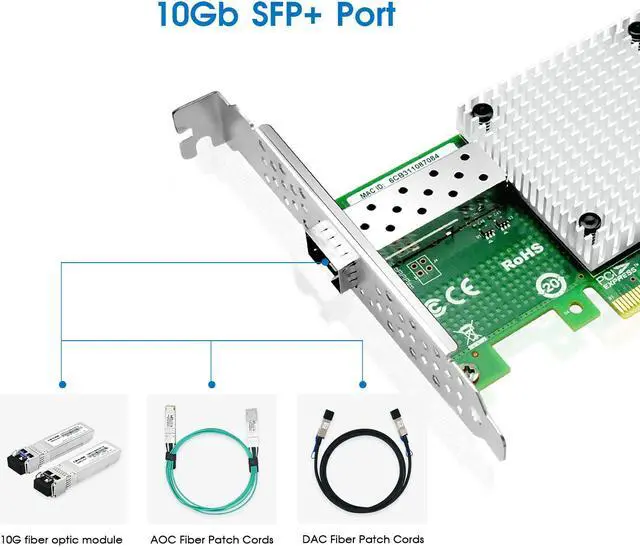 Alt view image 2 of 7 - LR-LINK 1016PF-SFP+  10Gb PCI-E NIC Network Card, PCI Express  Ethernet Card LAN Adapter Support Windows Server/Windows/Linux/ESX Intel 82599 Chip Based