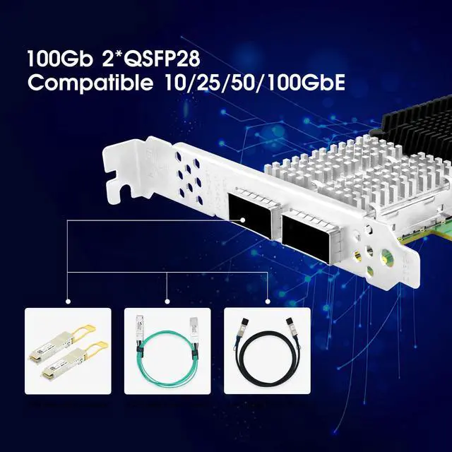 Alt view image 4 of 7 - LR-LINK High performance PCIe Network Card, Dual-port 100G QSFP28 Ethernet Network Adapter Intel E810 Chip Based,100Gb LAN Adapter Support Windows Server/Windows, Linux, Vmware