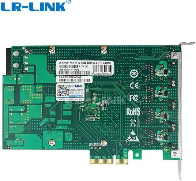 Alt view image 5 of 7 - PCI Express x4 Quad Port 802.3at PoE+ Gigabit Vision Frame Grabber Card