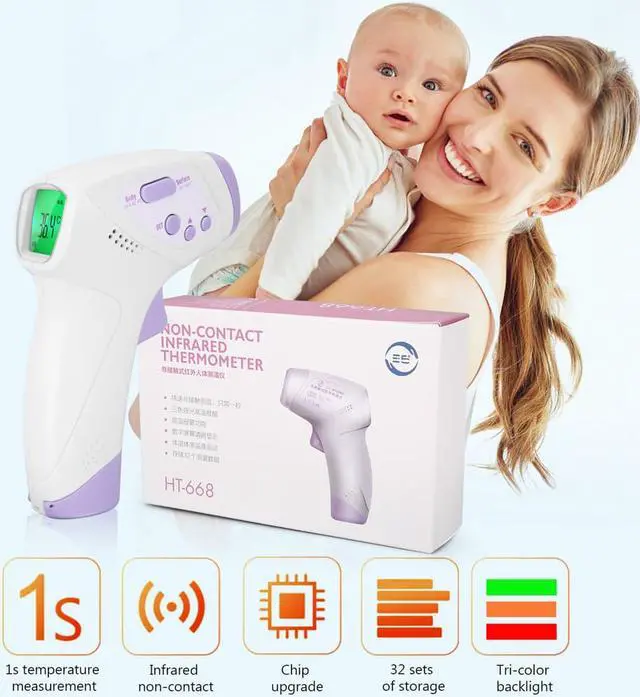 Alt view image 6 of 7 - Infrared Forehead Thermometer for Adult and Kids, Premium Non-Contact Medical Temperature Gun for Baby and Child, Digital No Touch Thermometer, LCD Display