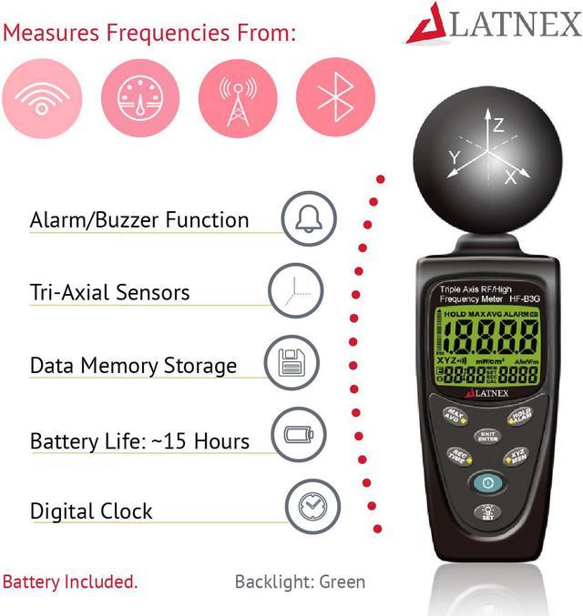 HF-B3G Triple Axis HF RF EMF Meter Analyzer and Detector Measuring EMF  Radiation-Cell Phones-Smart Meters-Cell Towers-WiFi-Microwave-Bluetooth-Calibrated-for  EMF Home Inspections