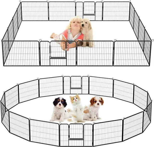 Main image of BOSSIN Bold Metal Dog Playpen for Medium/Small Animals, 8 Panels 24"/32"/40" Height x 32" Width, Dog Fence Exercise Pen with Doors, Pet Puppy Outdoor Playpen Pen for Outdoor, Indoor, RV, Camping, Yard