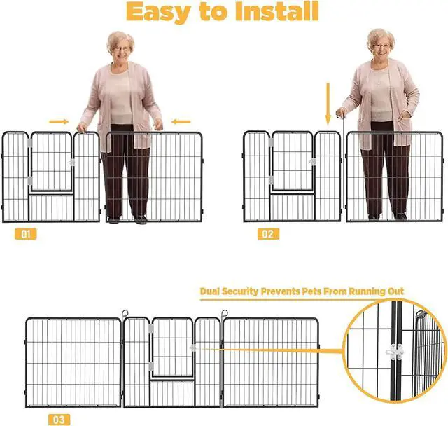Alt view image 4 of 7 - BOSSIN Heavy Metal Pet Dog Playpen for Small/Medium Dogs, 8 Panels 24"/32"/40" Height x 32" Width Rustproof Puppy Playpen Indoor & Outdoor, Foldable Dog Fences for The Yard, Home, Camp