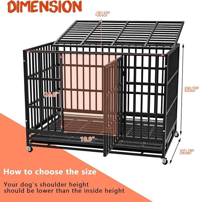 Alt view image 7 of 7 - BOSSIN 48/38 inch Heavy Duty Indestructible Dog Crate, Escape Proof Dog cage Kennel with Lockable Wheels,high Anxiety Double Door Dog Crate,Extra Large Crate Indoor for Large Dog with Removable Tray