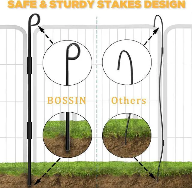 Alt view image 5 of 7 - BOSSIN Bold Metal Dog Playpen for Medium/Small Animals, 8 Panels 24"/32"/40" Height x 32" Width, Dog Fence Exercise Pen with Doors, Pet Puppy Outdoor Playpen Pen for Outdoor, Indoor, RV, Camping, Yard
