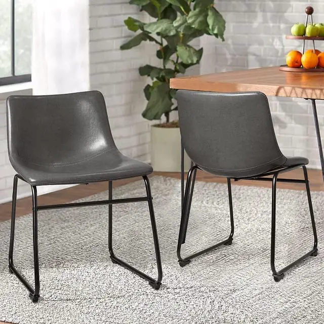 Main image of BOSSIN Modern PU Leather Armless Dining Chairs Set of 2,18 Inch Kitchen Counter Height Bar Stools with Back,Mid Century Industrial stools with Metal Leg,Suitable for Island Dining Room